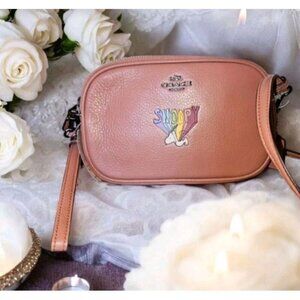 Coach x Peanuts Snoopy Rainbow Pink Leather Mini Crossbody Bag NWT F1777 Rare